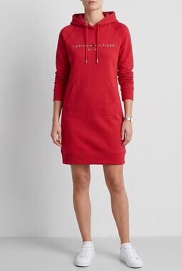 Tommy Hilfiger Red Cotton Blend Hoodie Dress Raglan Sleeve Size M